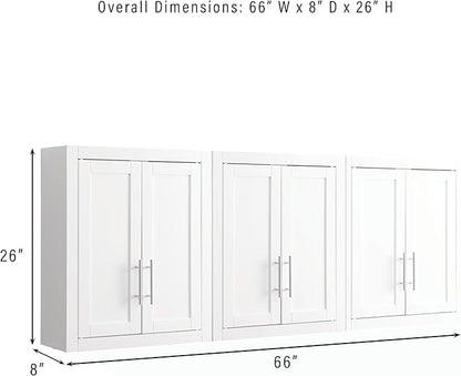 Crosley Furniture Savannah 3-Piece Wall Kitchen Storage Cabinet, Cabinets for Laundry, Bathroom, White