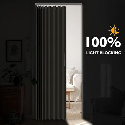 100% Blackout Fabric Folding Door Curtain with Magnetic Closure - Accordion Style for Sliding Doors, Closets,Wardrobe and Temporary Door Solutions Doorway Curtains（W42 x L78, Off White 1 Panel）