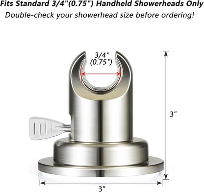 BOPai Suction Cup Shower Head Holder for Handheld Shower – No Drill, for Smooth Surfaces Only, Vertical Mount Only, Brushed Nickel