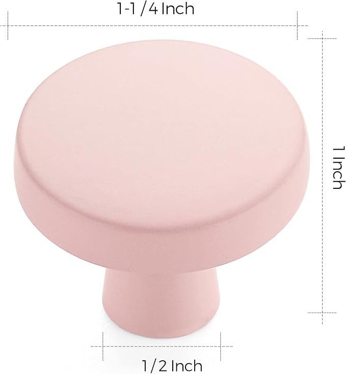 Ravinte 5 Pack Drawer Pulls 1-1/4 Inch Kitchen Cabinet Knobs Solid Round Dresser Drawer Knobs Pink Dresser Knobs Drawer Knobs Simple Cabinet Hardware for Cupboard Drawer Pulls