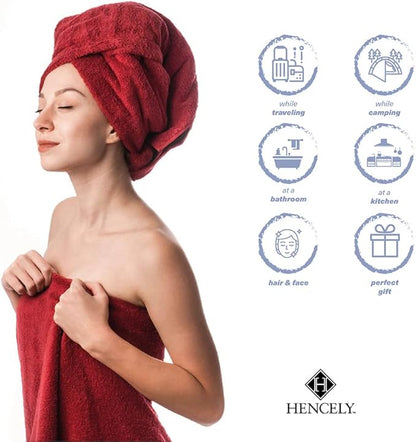 Hencely Bath Sheet Set of 2 - (35x64 Inches) - Luxury Extra Large Oversized Towels, 100% Cotton - Quick Dry, Highly Absorbent, Super Soft - Ideal for Spa, Hotel, Bathroom - (Bath Sheets 2 Pack, Red)