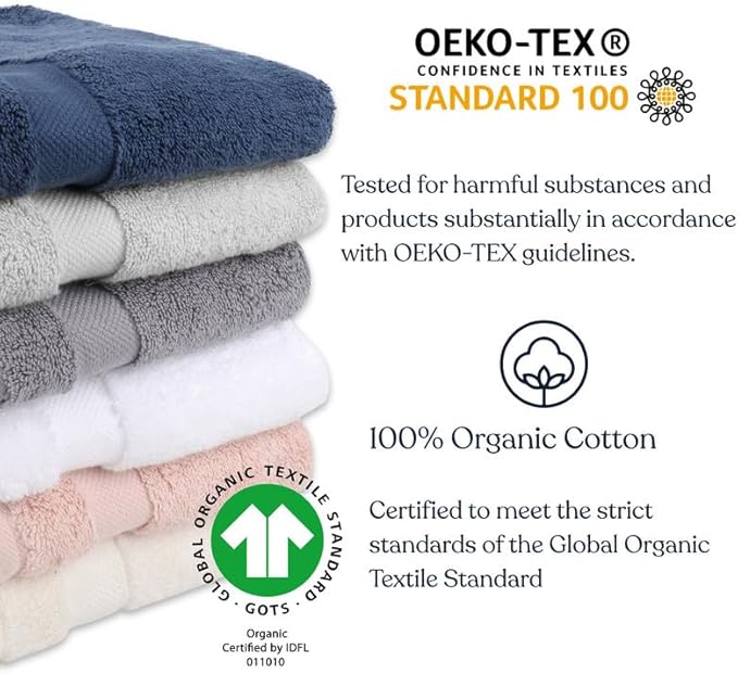 Delara Organic Cotton Luxuriously Plush Bath Towel | GOTS & OEKO-TEX Certified | Premium Hotel Quality Towels | Feather Touch Technology | 650 GSM Long Staple|Soft, Quick Dry & Ultra-Absorbent 30"x58"
