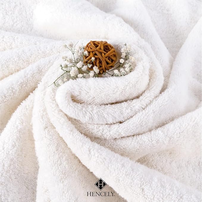 Hencely Premium Bath Towel Set of 4-28x58 Inches - High Absorbency, Quick Drying - 100% Soft Turkish Cotton Towels - Ideal for Home, Bathroom, Hotel, Spa, and Gym - White