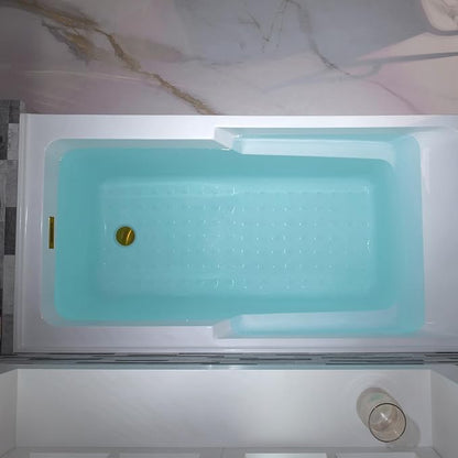 WOODBRIDGE 54" Acrylic Rectangular Alcove Soaking Bathtub in White with Right Drain, Brushed Gold Pop-Up Drain Included BA5430R