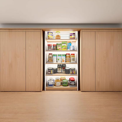 Pull Out Cabinet Organizer (20" W x 21" D), Put Out Shelves for Kitchen Cabinets, Roll Out Drawers Heavy-Duty Metal Sliding Shelf, Bottom Mount