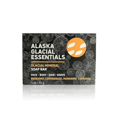 Alaska Glacial Cold-Process Mineral Clay Soap Bar made with Organic Oils | Face, Body, Shampoo & Shave | Hydrates & Detoxifies | For All Skin Types – Citrus Blend, 1 Pack