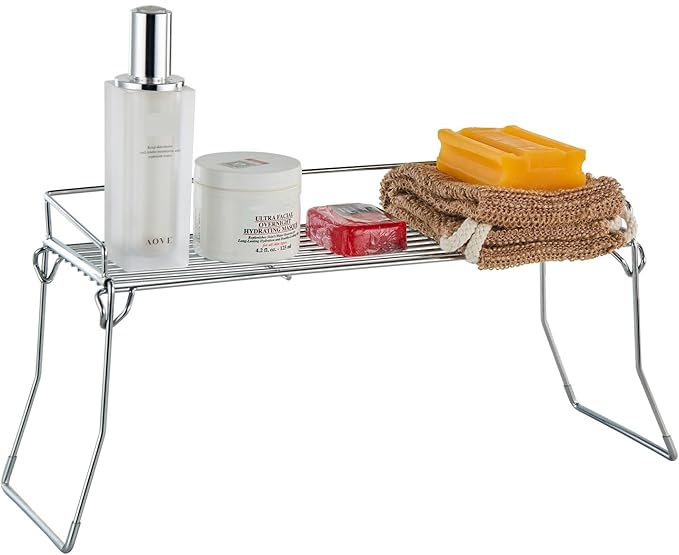 Metal The Sink Vanity Organizer, Bathroom or Kitchen Sink Organizer, Feminine Products Organizer (Chrome)