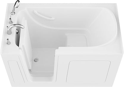 ANZZI Tubs Series Slip Resistant Textured Flooring Left Drain Quick Fill Walk-In Soaking Tub in White Finish 32 in. x 60 in. | AMZ3260LWS