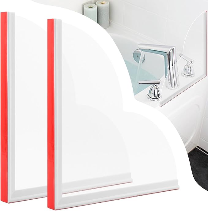 Shower Splash Guard, Large Splash Guards for Bathtub, Self-Adhesive Shower Corner Splash Guard, to Keep Water in Shower or Bath, Pack of 2 (9.45 X 9.45 Inches)