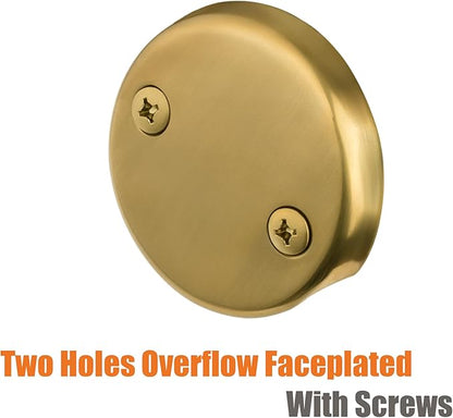 Artiwell Bath Tub Drain Trim Set Conversion Kit Assembly, with Easy Installation Lift and Turn Twist Bathdrain Stopper and Two Holes Tub Drain Overflow Faceplate, Fit Most Bath Drains, Brushed Gold