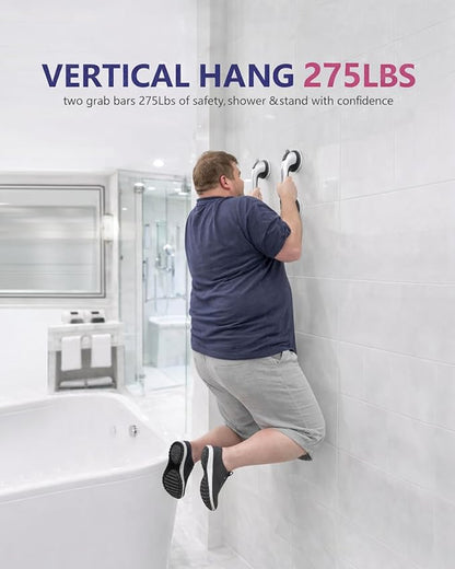 2 Pack Grab Bars for Bathtubs and Showers, Suction Grab Bar, Heavy Duty Shower Handle Removable Bath Handrails for Seniors and Elderly, Bathroom Safet