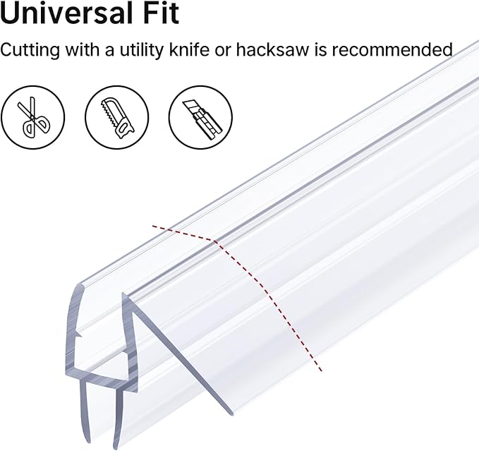 AmazerBath Shower Door Bottom Seal 39 inch (Set of 2) - Suitable for 1/4 Inch Glass, Frameless Glass Seal Strip Shower Door Sweep
