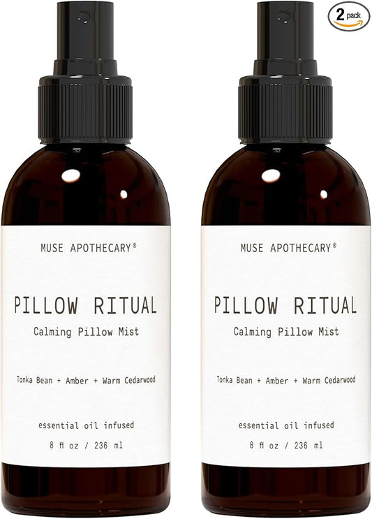 Muse Apothecary Pillow Ritual - Aromatic, Calming and Relaxing Pillow Mist, Linen and Fabric Spray - Infused with Natural Aromatherapy Essential Oils - 8 oz, Tonka Bean + Amber + Warm Cedarwood, 2
