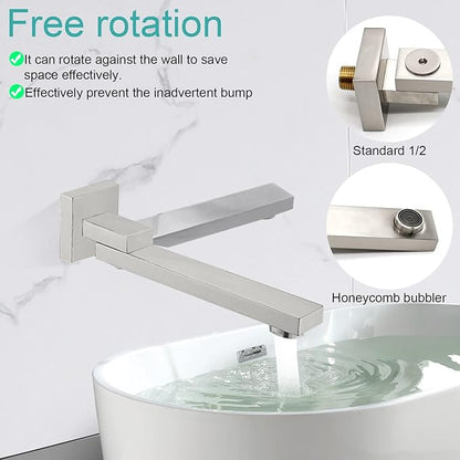 Brushed Nickel Shower Faucet Set Thermostatic Shower System, 4 Way Shower Faucet with 12 inch Ceiling Mount Shower Head, 6 PCS Body and Tub Spout, Handheld Spray
