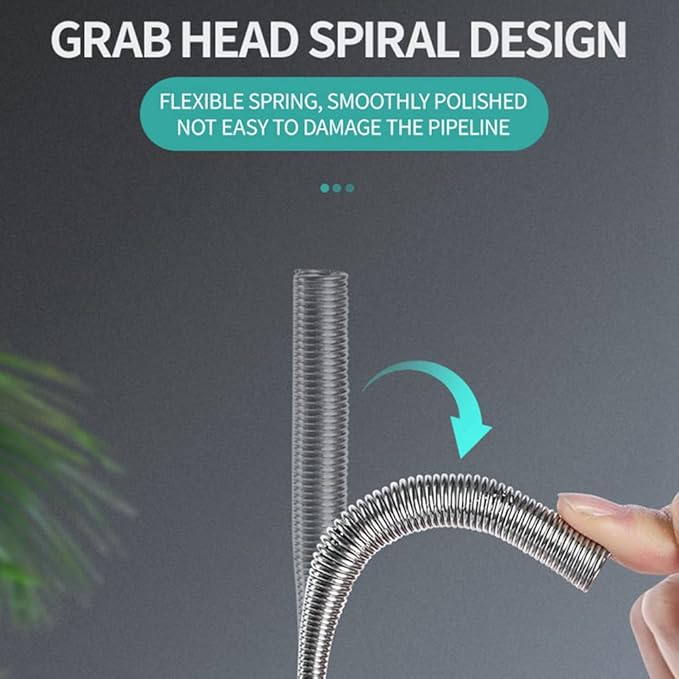 63 inch Drain Clog Remover Flexible Snake Sink Hair Cleaner Toilet Shower Drain Hair Catcher Extra Strength Grabber Claw Pick Up Reacher Tool With 4 Claws For Bathroom Bathtub + Silicone Sink Strainer