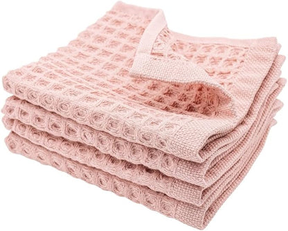 sea me at home Waffle Washcloths Set, 100% Turkish Cotton (Powder Pink)