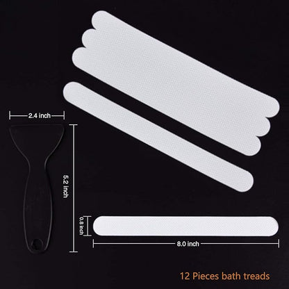 Non-Slip Bathtub Stickers,24 PCS Safety Bathroom Tubs Showers Treads Adhesive Decals Scraper (White)
