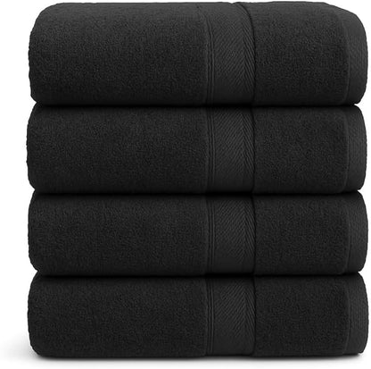 Cloudura Luxury Bath Towels-100% Cotton | Quick Dry | Lightweight | Thick I Good for Spa,Gym & Hotel Quality,(27'x54')-Soft & Absorbent (Charcoal Grey, Set of 4)