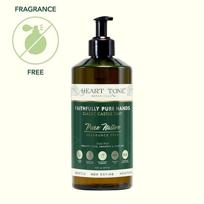 Liquid Castile Soap | Organic Olive and Coconut Oils | Non Drying Formula For All Skin Types | Naturally Fragranced Essential Oils (Fragrance Free)