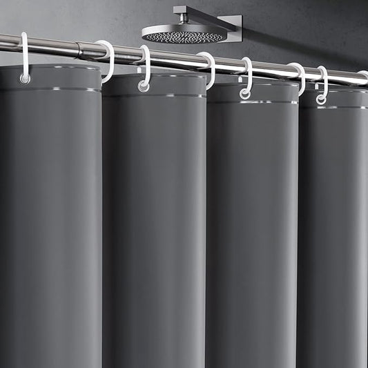UFRIDAY Dark Grey Stall Shower Curtain Liner Premium PEVA 48 x78 inch,Heavy Duty Shower Curtain with 2 Weighted Magnets, Plastic Waterproof Grey Shower Curtains for Bathroom with 8 Hooks