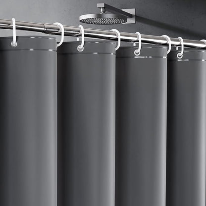 UFRIDAY Dark Grey Short Shower Curtain Liner Premium PEVA 72 x66 inch,Heavy Duty Shower Curtain with 3 Weighted Magnets, Plastic Waterproof Grey Shower Curtains for Bathroom with 12 Hooks