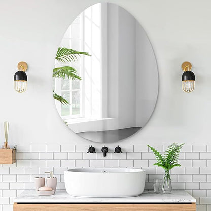 VASUHOME Drop Frameless Bathroom Mirror, 20 x 28 Inch Wall Vanity Mirror, Large Wall Mounted Mirrors for Bathroom, Living Room, Bedroom