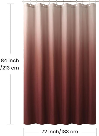 Extra Long Fabric Shower Curtain, Burgundy Ombre Microfiber Cloth Shower Curtains for Bathroom, Modern Waterproof Bathroom Curtains, 72" W x 84" H