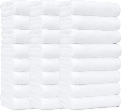 Amazon Basics Soft and Thick Cotton Hand Towels, 16 x 26 in, White, 24-Pack