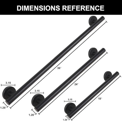 Lava Odoro Shower Grab Bar, Modern Set Stainless Steel Handicap Grab Bar for Bathtubs and Showers, Shower Safety Bar for Seniors Disabled, ADA-Compliant (Matte Black, 3 Pack 18", 24'', 36")
