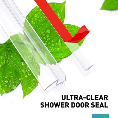 Shower Door Bottom Seal, 2 PCS 1/2"" x 36"" Shower Door Sweep for 1/2 Inch Glass, Frameless Glass Shower Door Seal Strip - Stop Shower Leaks and Create a Water Barrier, Clear