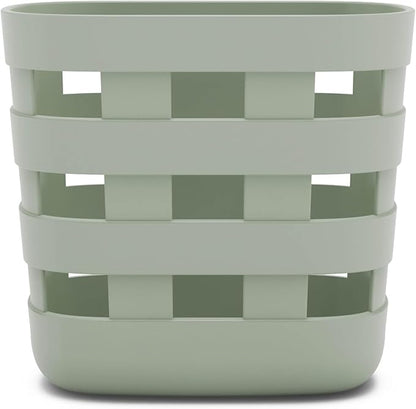 Lalo Bath Time Storage Bin - Keep Items Organized & Dry with Non-Toxic Plastic, Easy Cleanup, Removable Drying Bin, Woven Baby Organizer, Secure Wall Attachment, 9 x 5.5 x 8.5 in - Sage