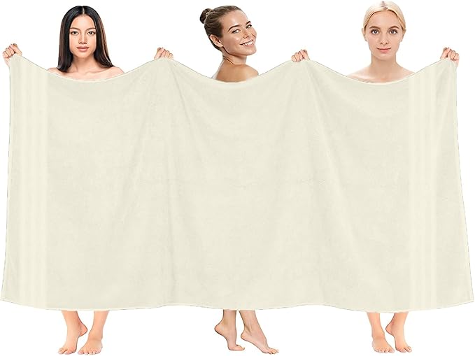 DAN RIVER 2 Pack Luxury Bath Sheets 35x70, 600 GSM, Soft & Quick Dry 100% Ring Spun Cotton Towels Ideal for Hotels, Spas, Gyms & Salons Extra Large, Ivory