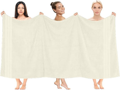 DAN RIVER 2 Pack Luxury Bath Sheets 35x70, 600 GSM, Soft & Quick Dry 100% Ring Spun Cotton Towels Ideal for Hotels, Spas, Gyms & Salons Extra Large, Ivory