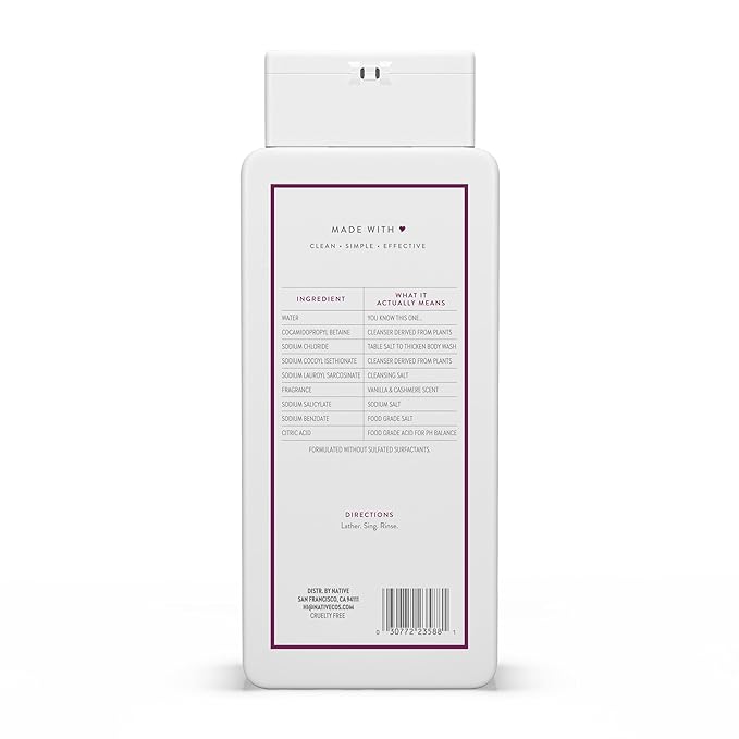 Native Vanilla & Cashmere Body Wash 18 fl oz