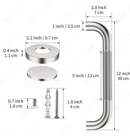12 Inch Anti Slip Shower Safety Bars,Munzong 2 Pack Bathroom Grab Bars for Bathtubs and Showers,Brushed Nickel Knurled Handicap Balance Bar,Safety Hand Rail Support Elderly Senior Bath Handle