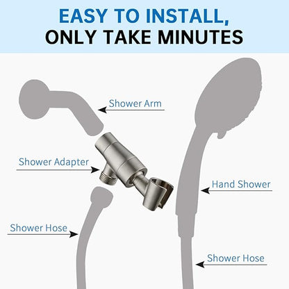 G-Promise Metal Shower Head Holder for Hand Held, Adjustable Bracket, Universal Shower Arm Mount, Brushed Nickel Finish