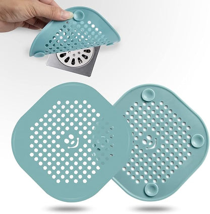 Drain Cover Hair Catcher Drain Plug Hair Stopper Drain Protector for Shower Bathroom Accessories Bathtub Deep Light Blue 2 Pack