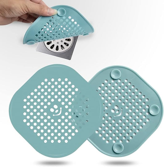 Drain Cover Hair Catcher Drain Plug Hair Stopper Drain Protector for Shower Bathroom Accessories Bathtub Deep Light Blue 2 Pack