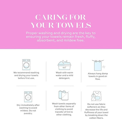 CASA COPENHAGEN White Bay, 6 Pieces Towel Set- White with Lavender and Grey Violet Border, 600 GSM, 2Bath, 2Hand, 2Washcloths Egyptian Cotton Towel for Hotel Spa Kitchen Bathroom Kitchen & Shower