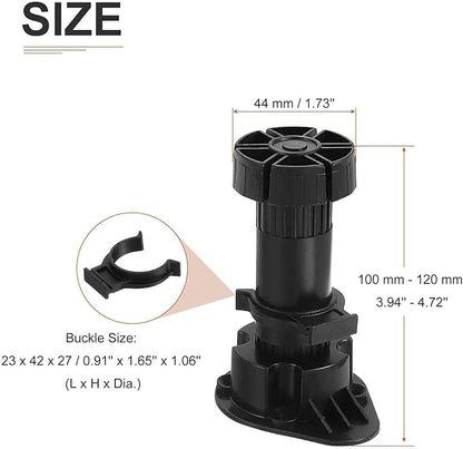 100x44mm(LxW) Adjustable Leveling Feet - 4Pack- Good for Furniture - Leveler Support Frame Replacement Legs - Black