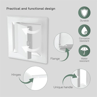 Vent Systems 4'' x 4'' Inch White Metal Access Panel - Easy Access Doors - Access Panel for Drywall, Wall, Electrical and Plumbing Service Door