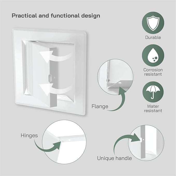 Vent Systems 4'' x 4'' Inch White - Pack of 2 - Metal Access Panel - Easy Access Doors - Access Panel for Drywall, Wall, Electrical and Plumbing Service Door