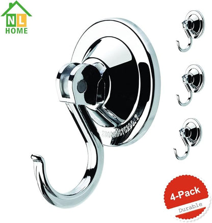 Suction Cup Hooks, Powerful Vacuum Wreath Hangers for Glass Door or Window, Set of 4, Silver Chrome
