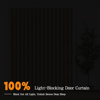 Accordian Door Curtain, 100% Blackout Folding Magnetic Doorway Curtains,Linen Style Closet Doors,for Room Divider,Privacy Protection（W72 x L78,Beige,1 Panel）