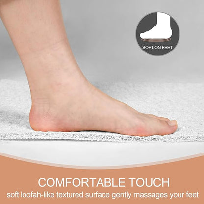 Joyhalo Shower Mats for Showers Anti Slip for Elderly, 32'' x 24'' Non Slip Bath Mat for Inside Shower, Bath Tub Mats for Bathroom Non Slip for Shower, PVC Loofah Bathroom Mats, White