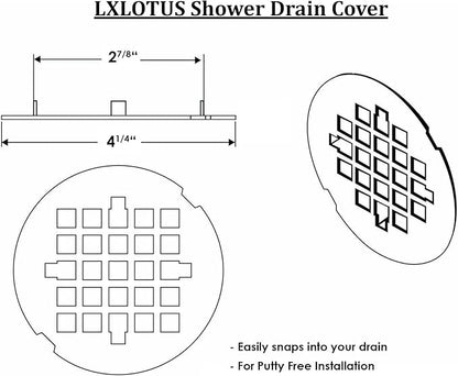4 ¼” Champagne Bronze Snap-in Shower Drain Cover - New Brass Replacement - 4.25" OD Shower Drain Strainer - Easy Install - Premium Round Shower Drain Cover - Solid Brass Construction