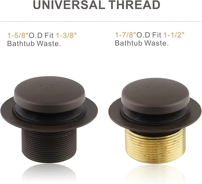 Bronze Tip Toe Bathtub Tub Drain Conversion Kit Assembly, Wellup Tub Drain Trim Kit with Two Hole Overflow Faceplate, Oil Rubbed Bronze