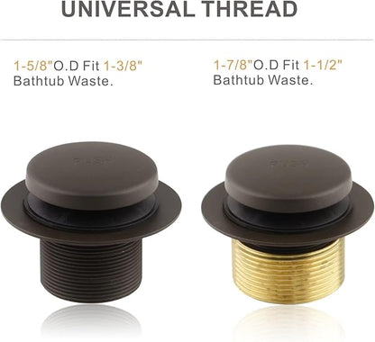 Bronze Tip Toe Bathtub Tub Drain Conversion Kit Assembly, Wellup Tub Drain Trim Kit with Two Hole Overflow Faceplate, Oil Rubbed Bronze