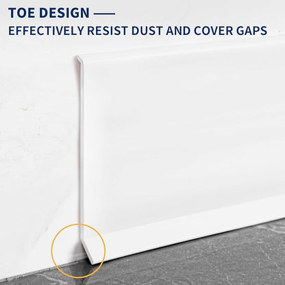 Flexible Baseboard Molding Trim 4 Inch Self-Adhesive Vinyl Wall Base Peel and Stick Cove Base Rubber Wall Baseboard Moulding Trim (200Ft, White)