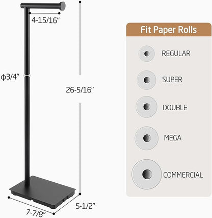 KES Toilet Paper Holder Stand 26.2 Inch Toilet Tissue Holder for Bathroom, Free Standing Toilet Paper Holder SUS304 Stainless Steel Matte Black, BPH286S66A-BK